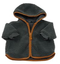 Tmavosivá huňatá podšitá bunda s kapucňou Next