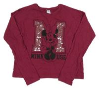 Vínové crop triko s Minnie s flitry Disney