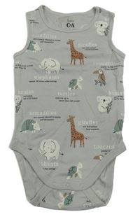 Svetlosivé tílkové body so zvieratkami a nápismi C&A