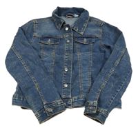 Tmavomodrá šisovaná tepláková rifľová crop bunda s golierikom Pepperts!