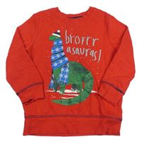 Červená melírovaná mikina s dinosaurom George