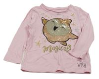 Světlerůžové triko s obrázkem s flitry - Wish Disney