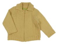 Světleokrový pletený prepínaci sveter s golierikom dudu