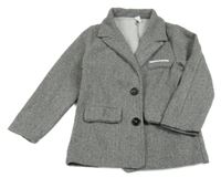 Sivý melírovaný flaušový kabát s golierikom SHEIN