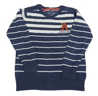 Tmavomodro-biely pruhovaný sveter s písmenkom name it.