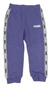 Fialové tepláky s logy a pruhom PUMA
