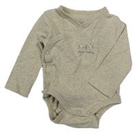 Světlebéžovo/šedé melírované zavinovací body s kočičkou Topomini