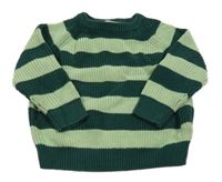 Tmavozeleno-svetlozelený pruhovaný rebrovaný oversize sveter H&M