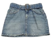 Modrá šisovaná rifľová sukňa s opaskom H&M