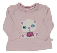 Svetloružové tričko s medvedíkom a volánikom Liegelind