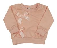 Broskvová mikina s mašľami