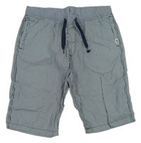 Tmavomoodro-biele pruhované plátenné kraťasy H&M