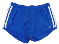 Safírovo-modro-biele vzorované šušťákové funkčné kraťasy Adidas