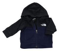 Tmavomodro-černá funkční propínací mikina s logem a kapucí The North Face