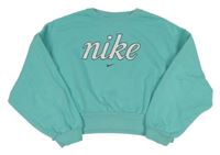 Světletyrkysová oversize crop mikina s logem Nike