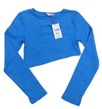 Modré rebrované asymetrické crop tričko Matalan