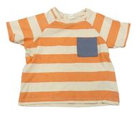 Oranžovo-krémové pruhované tričko s kapsičkou zn. H&M