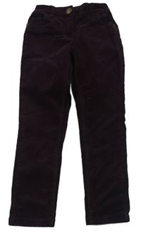 Vínové manšestrové skinny kalhoty Next