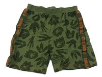 Khaki bavlnené kraťasy s kostmi dinosaura - Jurský svět Primark