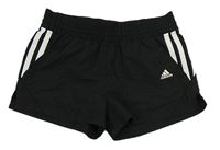 Černé šusťákové funkční kraťasy s logem Adidas