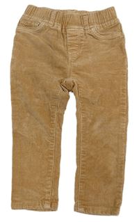 Hnědé manšestrové elastické kalhoty GAP