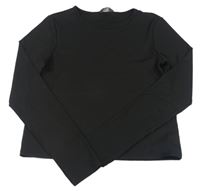 Čierne rebrované crop tričko Primark