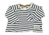 Bílo-tmavomodré pruhované mikinotriko s vreckom H&M