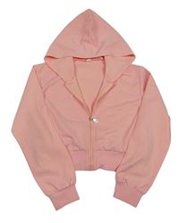 Ružová prepínaci crop mikina s kapucňou