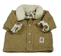 Hnedá menšestrová zateplená bunda s beránkem