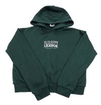 Tmavozelená crop mikina s nápisom a kapucňou New Look