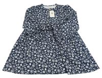 Nové - Tmavomodré květované šaty Sfera