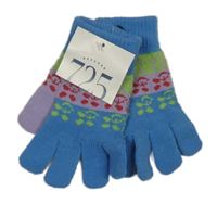 Nové - Modro-lila prstové rukavice so vzorom