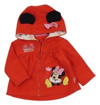 Červená fleecová propínací mikina s Minnie a kapucí Disney
