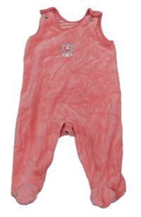 Lososové sametové dupačky s lvem