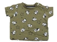 Khaki tričko s pandami a hvězdami Matalan