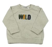 Béžovo-khaki kockovaná mikina s nápisom Name it