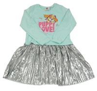 Mátovo-stříbrné teplákovo/plisované šaty se Skye Nickelodeon