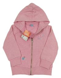 Nové - Růžová melírovaná propínací mikina s nápisem a kapucí Kiki&Koko