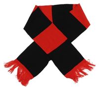 Nové - Červeno-černá pruhovaná šála s třásněmi Result