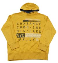 Okrová mikina s nápisem a kapucí Yigga