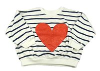 Smetanovo-tmavomodrá pruhovaná oversize mikina so srdcem Matalan