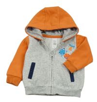 Šedo-oranžová propínací mikina s příšerkou a kapucí C&A