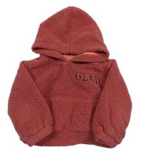 Vínová huňatá podšitá mikina s nápisom a kapucňou Shein