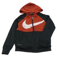 Černo-červená sportovní propínací funkční mikina s logem a kapucí Nike