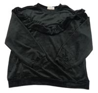 Čierna plyšová mikina s volánem L&D