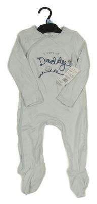 Nové - Světlemodro-bílý pruhovaný overal s obrázky a nápisem F&F