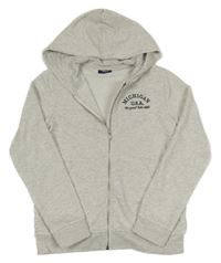 Svetlosivá melírovaná prepínaci mikina s nápisom a kapucňou Only