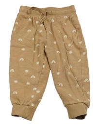 Hnědé tepláky se sluníčky a duhami Pusblu