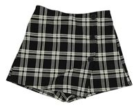 Černo-bílé kostkované sukňové kraťasy Shein