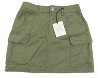 Nové - Khaki rifľová cargo sukňa New Look